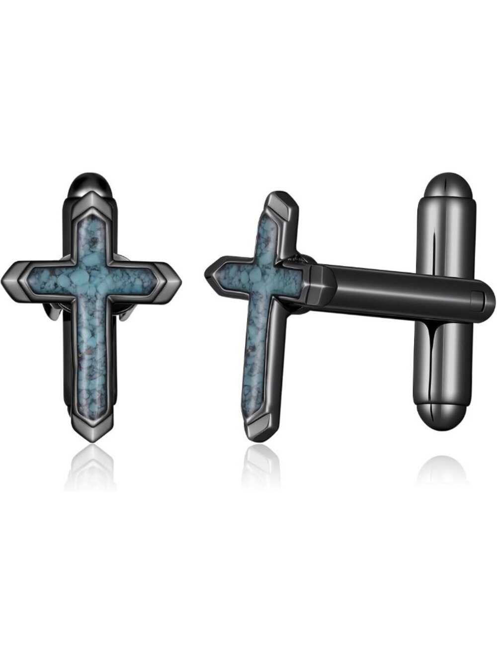 Sterling Silver Turquoise Cross Cufflinks for Men | Religious Jewelry Gift